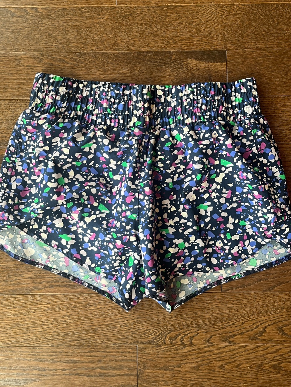 Athletic Works Navy Multicolor Printed Women's Athletic Shorts
